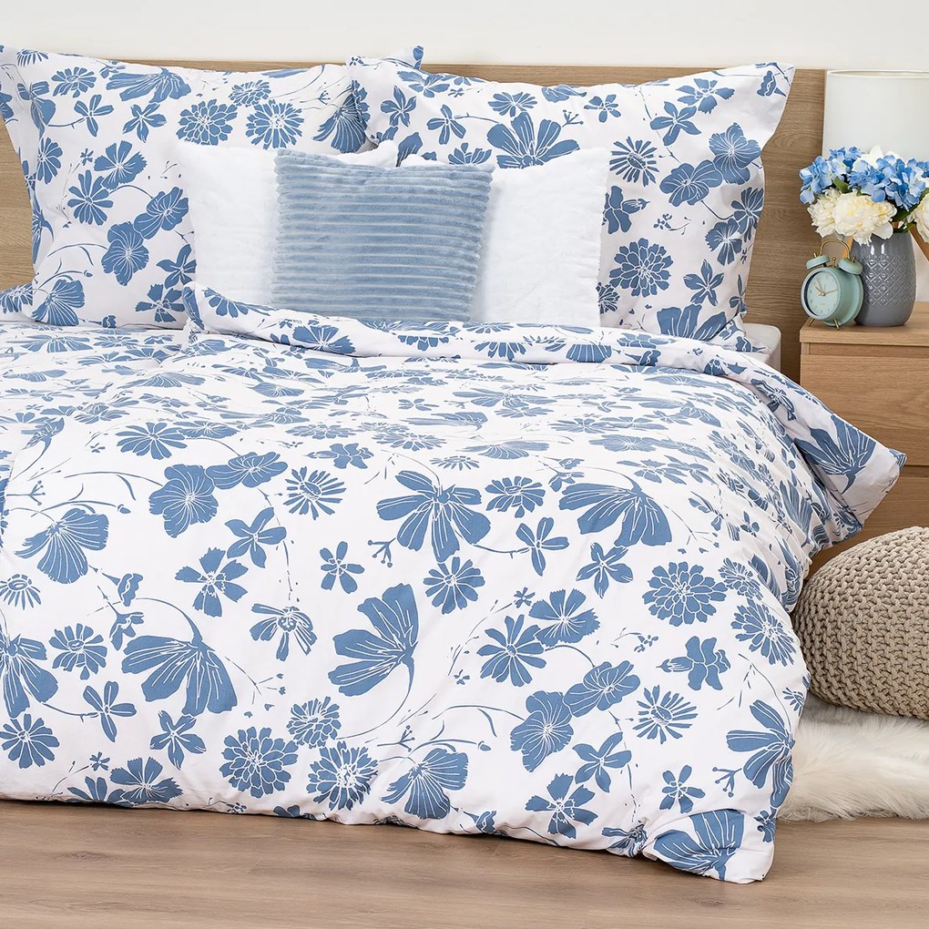 Lenjerie de pat din bumbac 4Home Blue Meadow, 140 x 200 cm, 70 x 90 cm