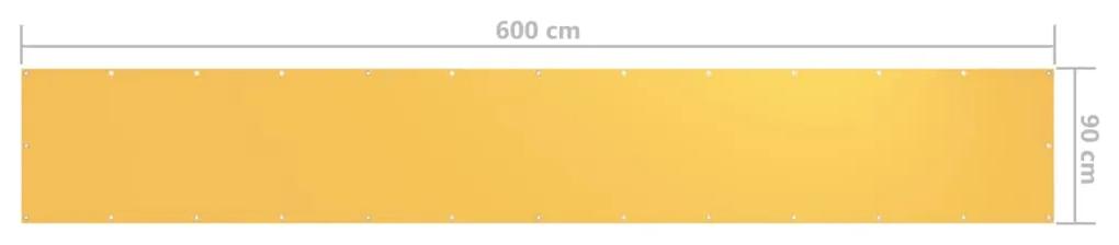 Paravan de balcon, galben, 90 x 600 cm, tesatura oxford Galben, 90 x 600 cm