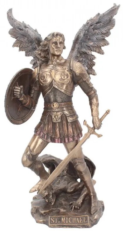 Statueta rasina si bronz Arhanghelul Mihail 33 cm