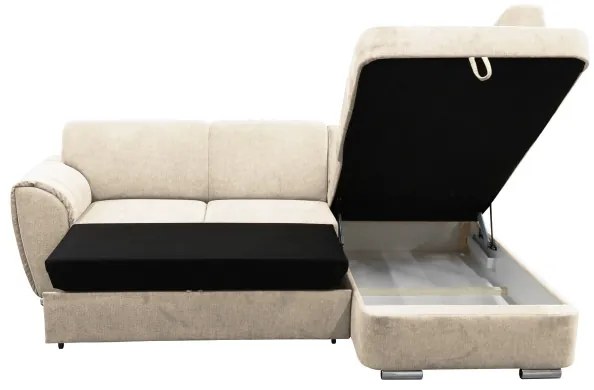 Colțar extensibil în formă de L cu spațiu de depozitare, SERPA, pe partea dreaptă, bej