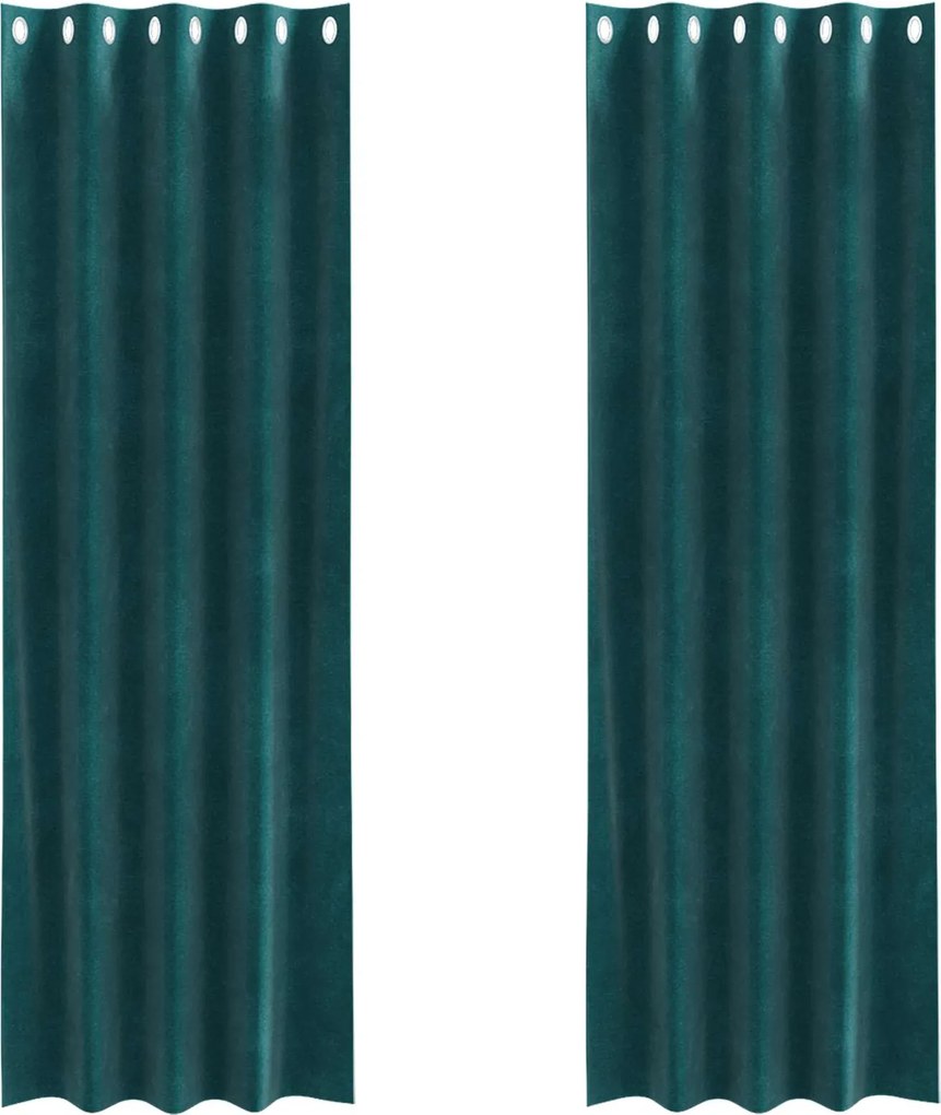 vidaXL Perdele opace 2 pcs Verde închis 140 x 245 cm Catifea