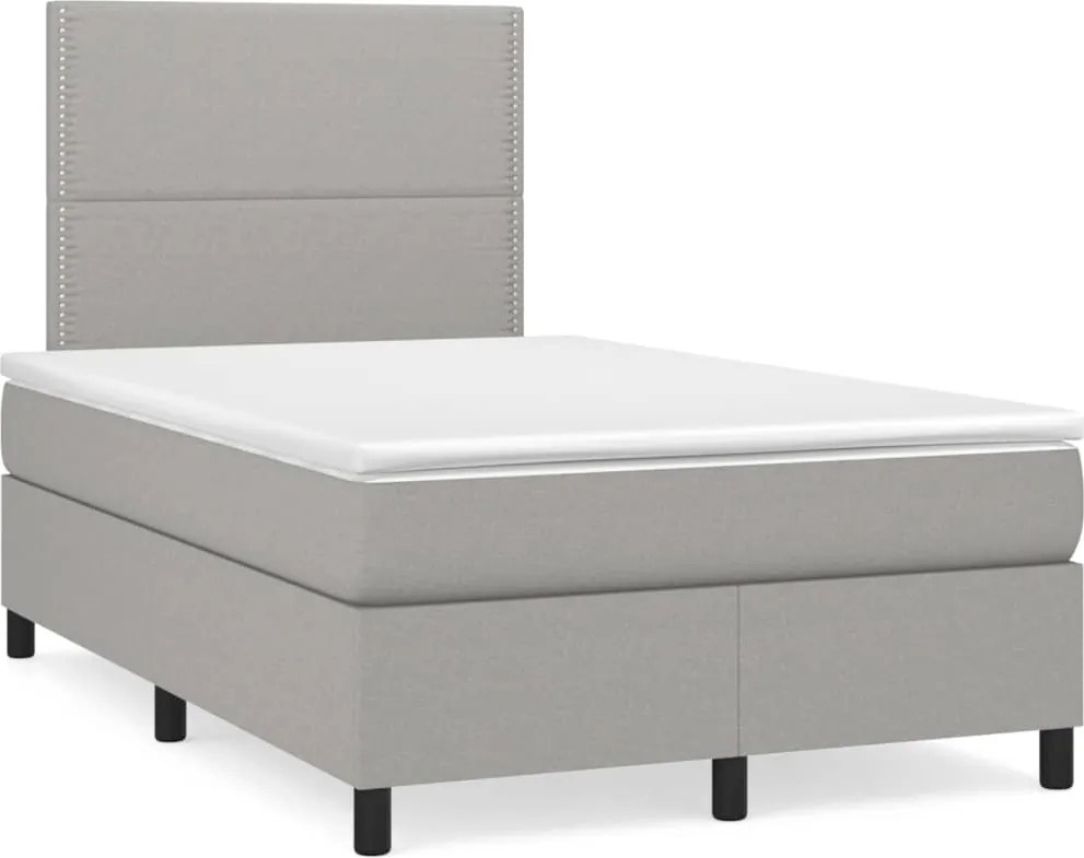 vidaXL Pat box spring cu saltea, gri deschis, 120x200 cm, textil