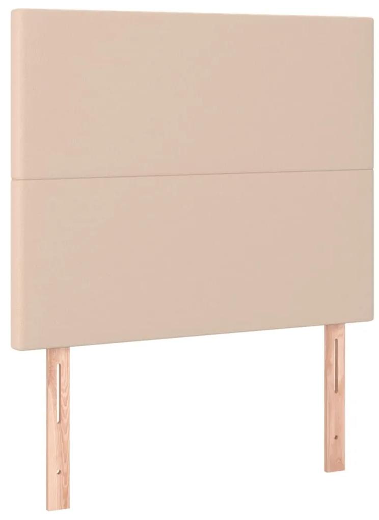 Cadru de pat cu tablie, cappuccino, 90x200 cm, piele ecologica Cappuccino, 90 x 200 cm, Design simplu