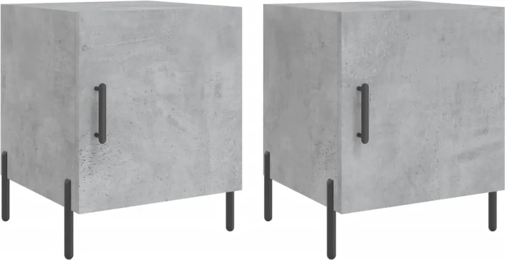 vidaXL Noptiere, 2 buc., gri beton, 40x40x50 cm, lemn compozit