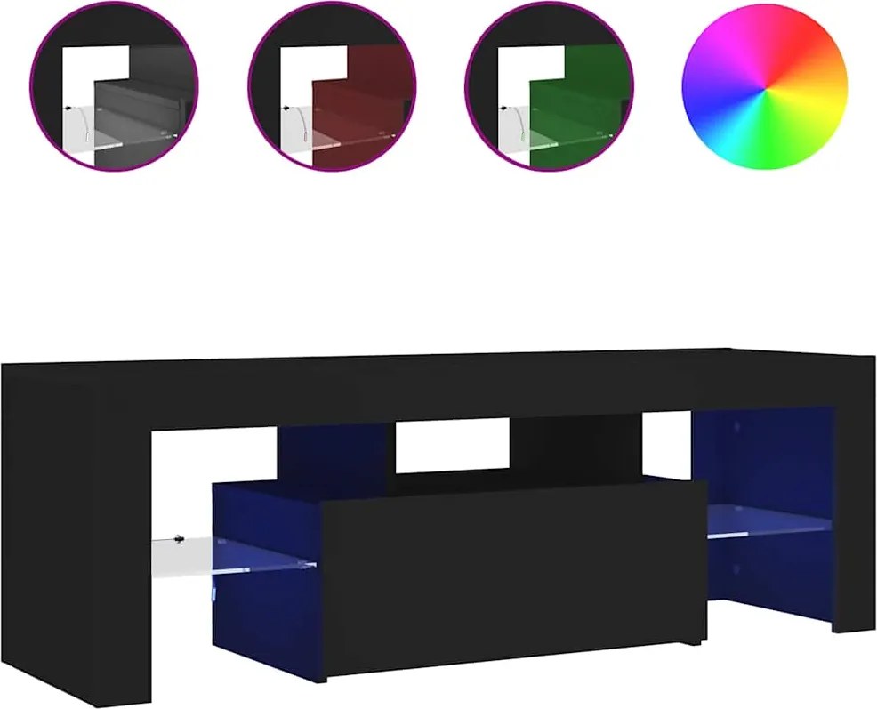 vidaXL Comodă TV cu lumini LED, negru, 120x35x40 cm