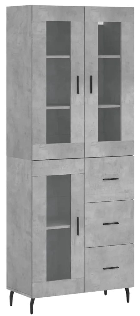 3198613 vidaXL Dulap înalt, gri beton, 69,5x34x180, lemn compozit