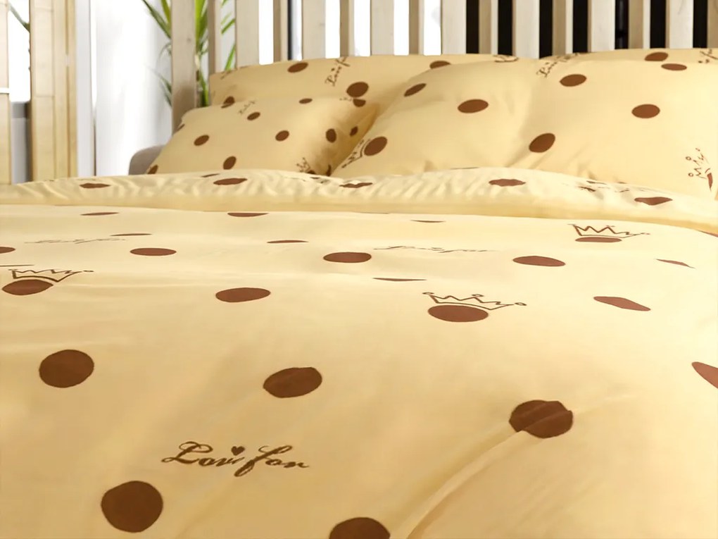 Lenjerie de pat din bumbac LOVE FOR crem Dimensiune lenjerie de pat: 70 x 90 cm | 140 x 200 cm
