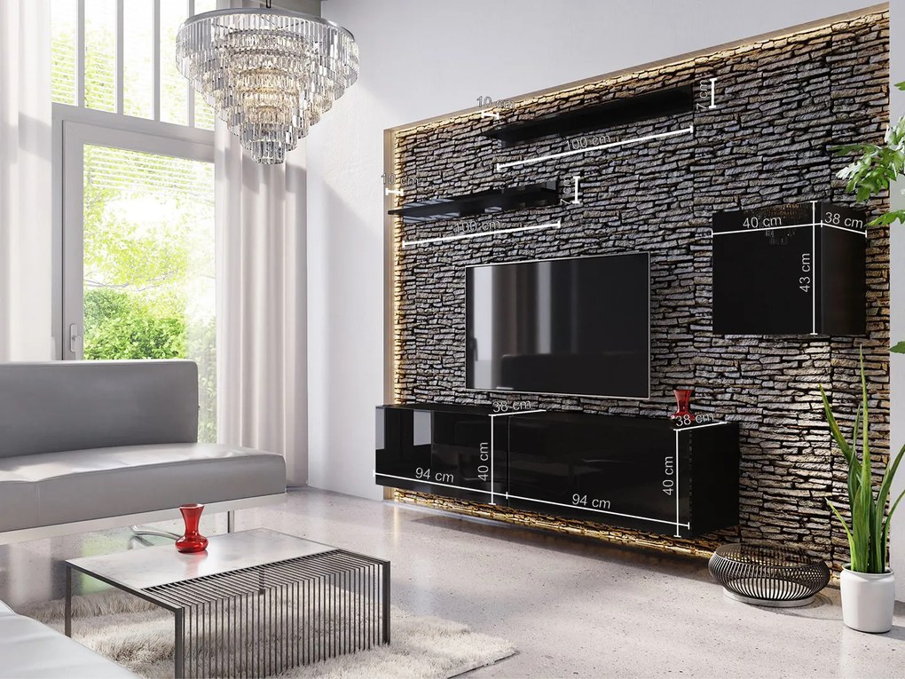 Mobilier camera de zi Dophia (alb + alb lucios). 1007707