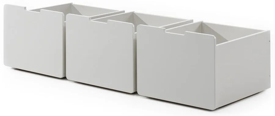 Sertare pentru sub pat de copii albe 3 buc. Pino – Vipack