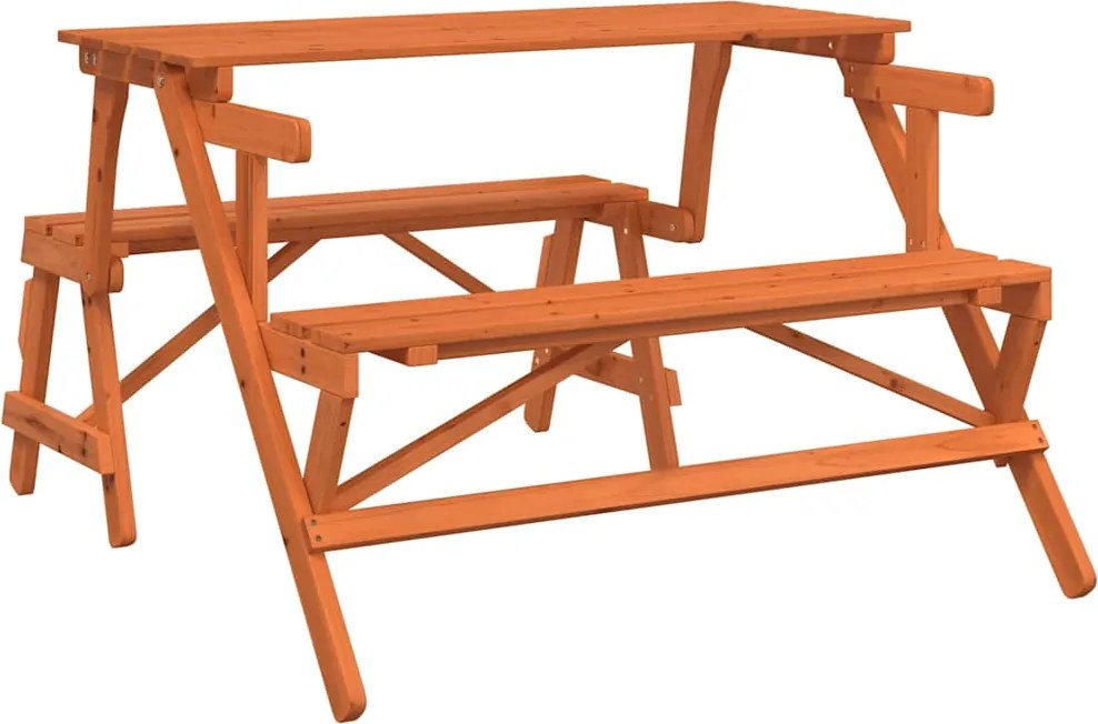 vidaXL Masă de picnic cu bănci, lemn masiv brad, convertibilă 2 în 1