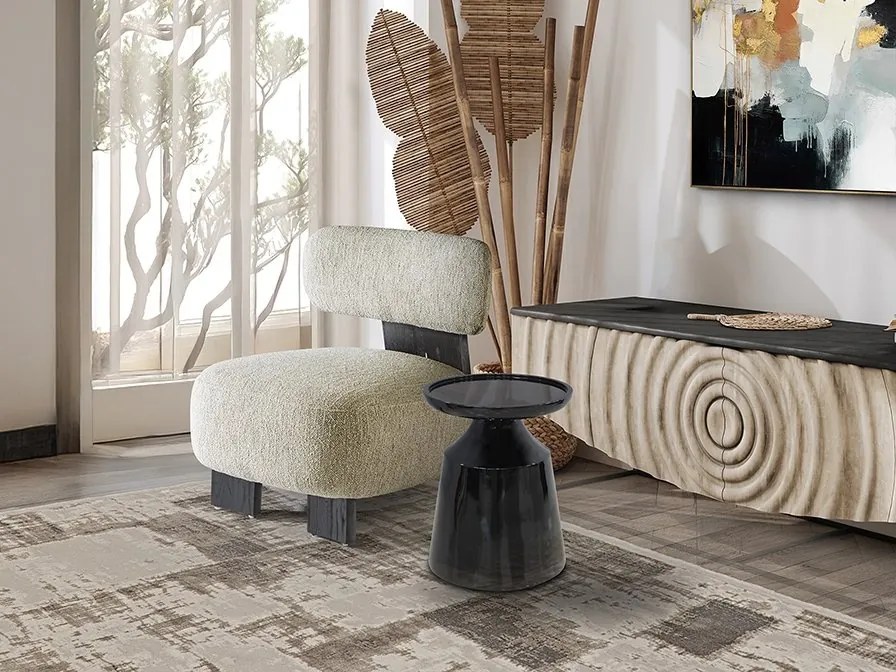 Masuta laterala rotunda din MDF Mina negru