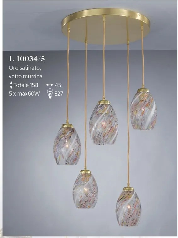 Lustra moderna cu 5 pendule design italian 10034 multicolor