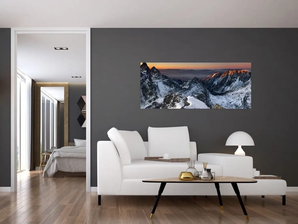 Tablou - Răsărit de soare în munți (120x50 cm)