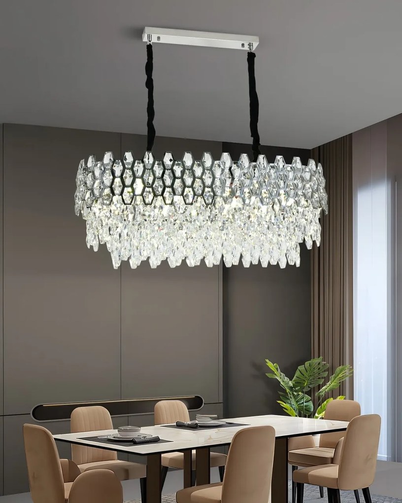 💎 Candelabru 75003/800×300 – Rafinament Argintiu cu Cristale Strălucitoare
