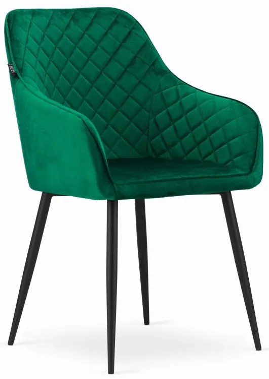 Set de sufragerie 1+4, masa alba decor stejar Sonoma MADO 120x80cm si scaun de sufragerie din catifea verde NUGAT