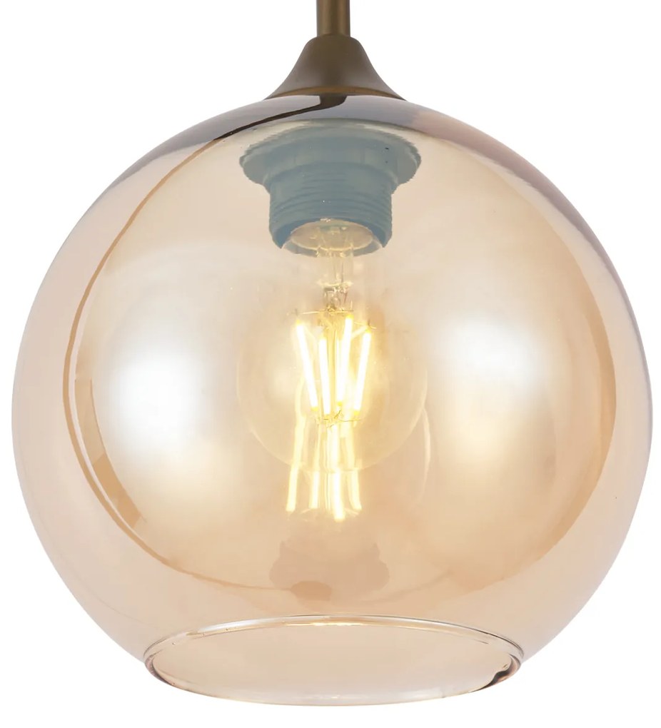 Lampă de podea Art Deco bronz închis cu sticlă ambră - Sandra