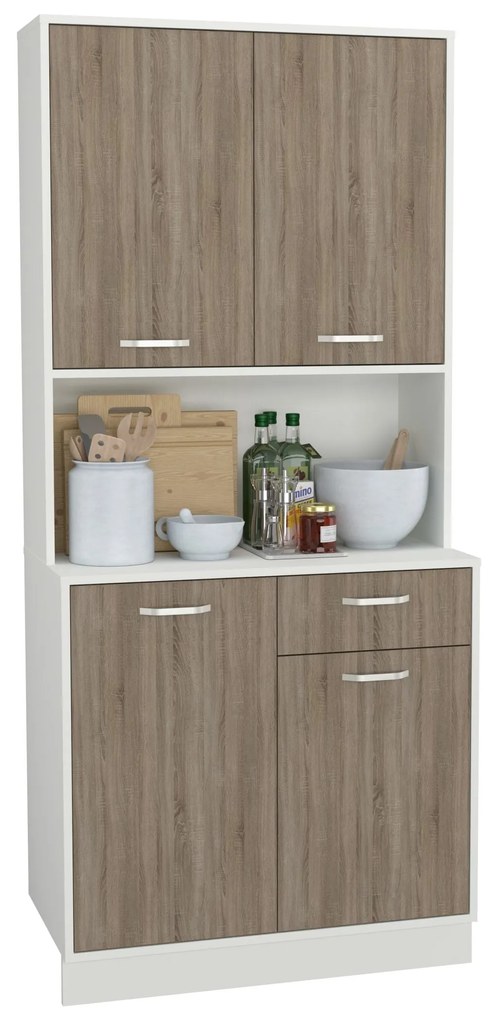 Bufet Oma, Stejar Sonoma Inchis/Alb, L 84 cm
