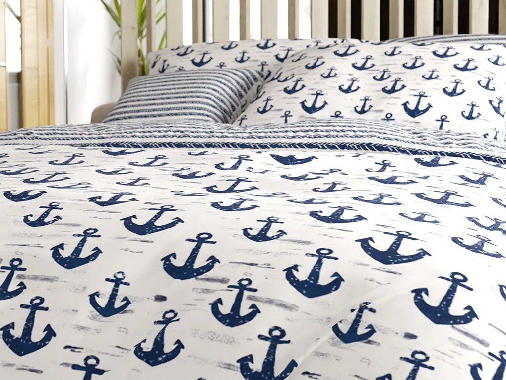 Lenjerie de pat din bumbac NAVYSTA POLY albastru-alb Dimensiune lenjerie de pat: 70 x 90 cm | 140 x 200 cm