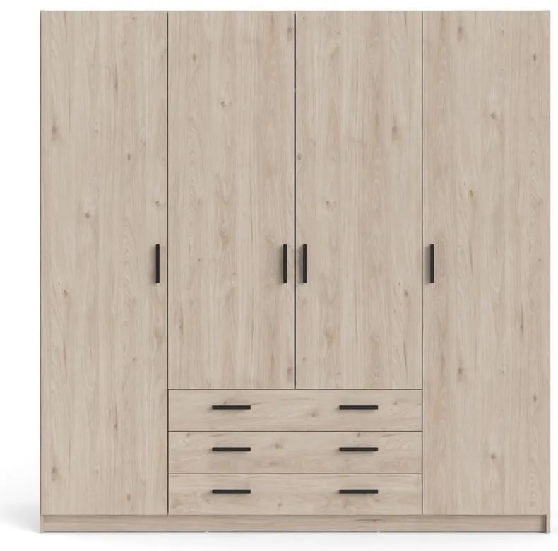 Șifonier în culoare naturală cu aspect de lemn de stejar 196x200 cm Sprint – Tvilum