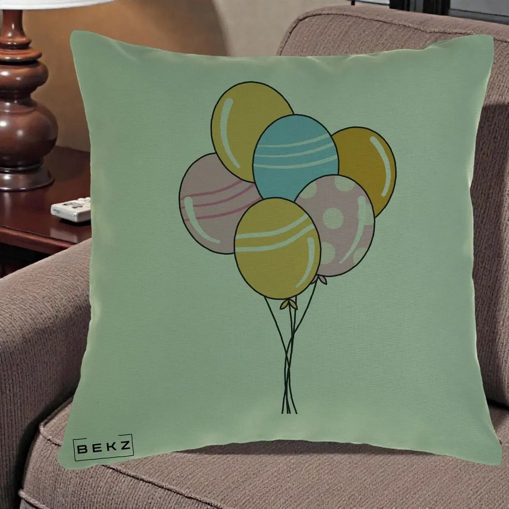 Perna Decorativa Baloane Petrecere, 40x40 cm, Verde, Husa Detasabila, Perna Inclusa, BEKZ®