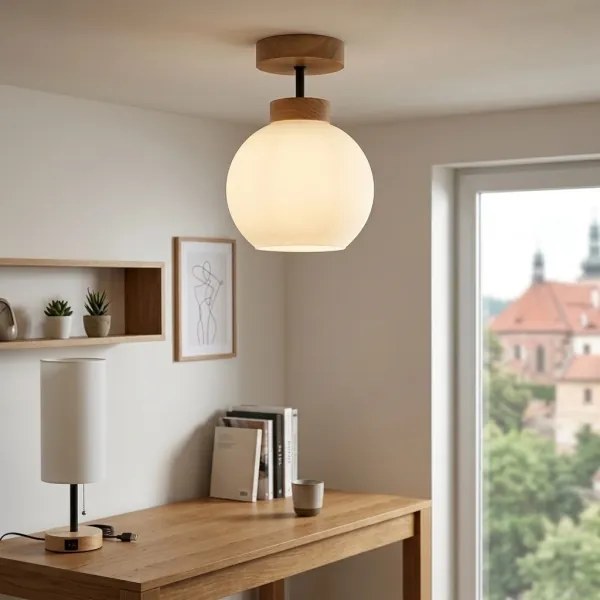 BRILAGI - Lustră LED aplicată RETRO GLASS 1xE27/60W/230V Ø 15 cm stejar/alb