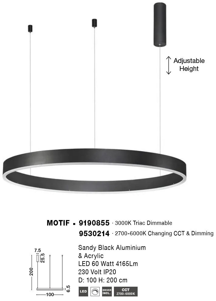 Lustra LED dimabila design circular MOTIF D-100cm