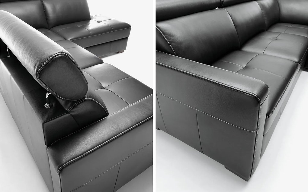 Colțar lemn masiv Ergo 260×89–101×209 cm - Stânga