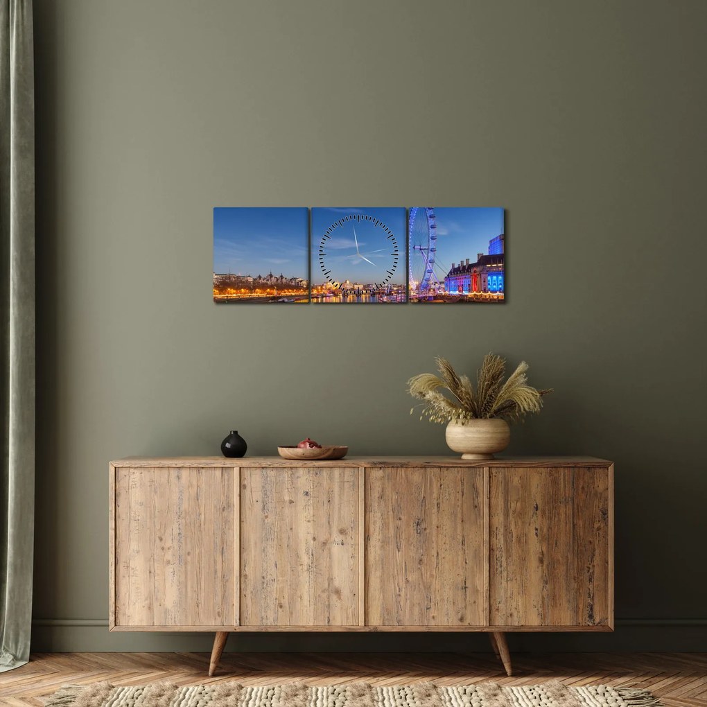 Tablou London Eye (cu ceas) (90x30 cm)