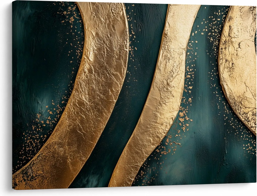 Tablou - Abstracție verde cu auriu I. (70x50 cm)