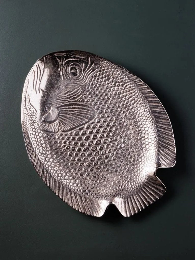 Tava servire, argintie, din aluminiu, Fish