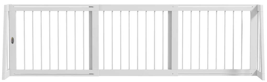 PawHut Barieră de siguranță pentru câine barieră de protecție cu 3 panouri retractabile 71-190 cm din lemn - alb | Aosom Romania