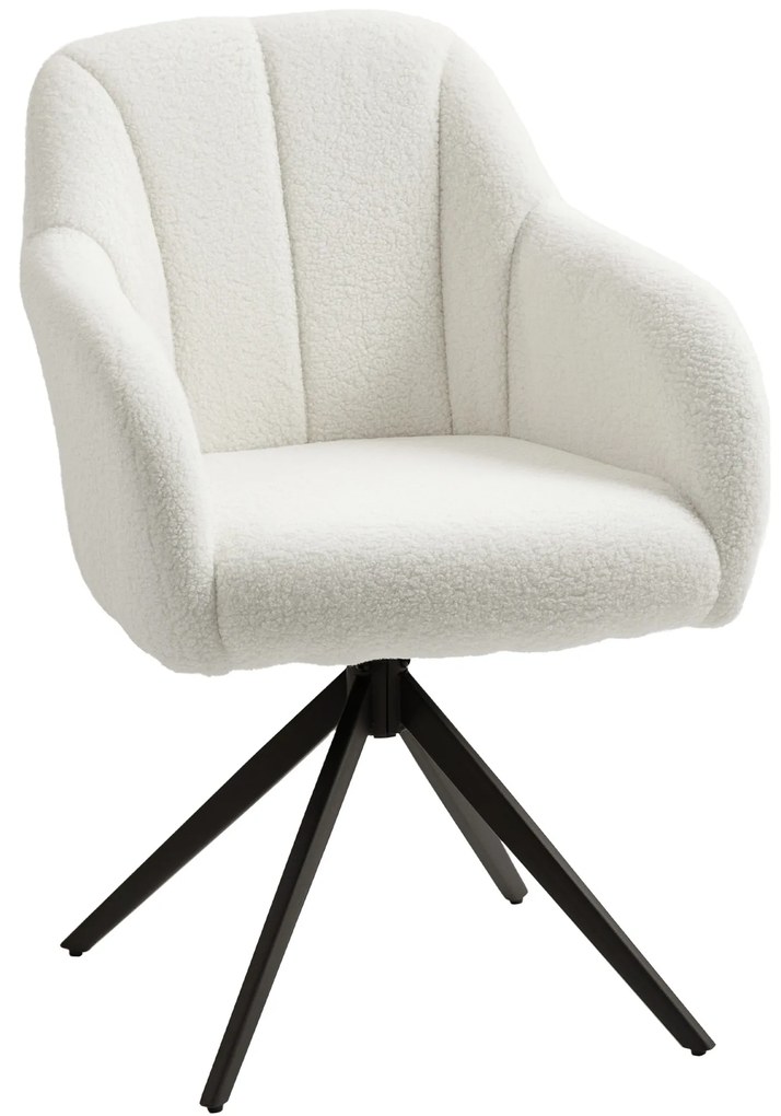 HOMCOM Scaun de salon pivotant captusit confortabil picior de otel si material polar alb | Aosom Romania