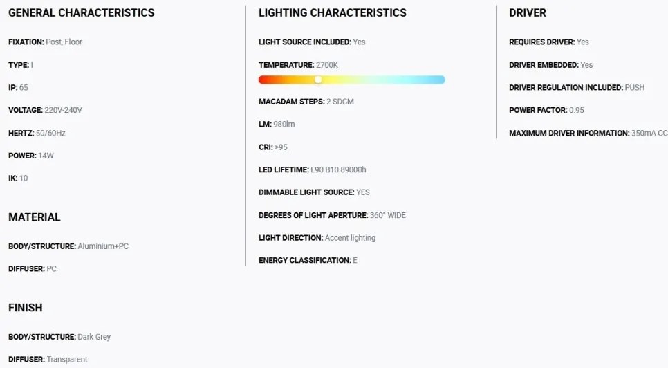 Mini Stalp LED iluminat exterior simetric 360º wide IP65 RUSH 25cm 2700K DALI