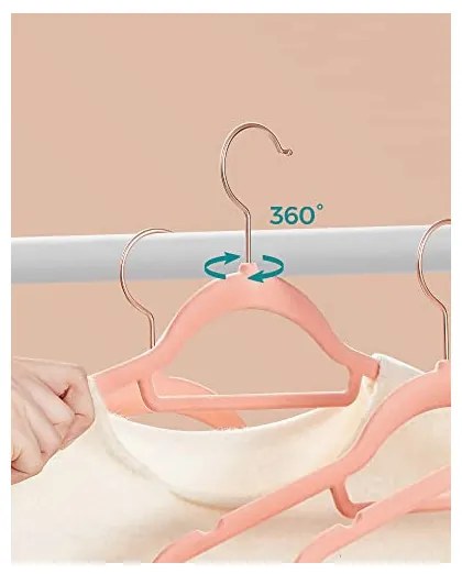Set 50 de umerase din catifea, Songmics, 43.5 cm, CRF21PK50, Roz