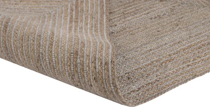 Covor din lână și iută împletit manual, maro natural, 120 x 180 cm, 2200 GSM, „Wool Jute Carpet Natural"