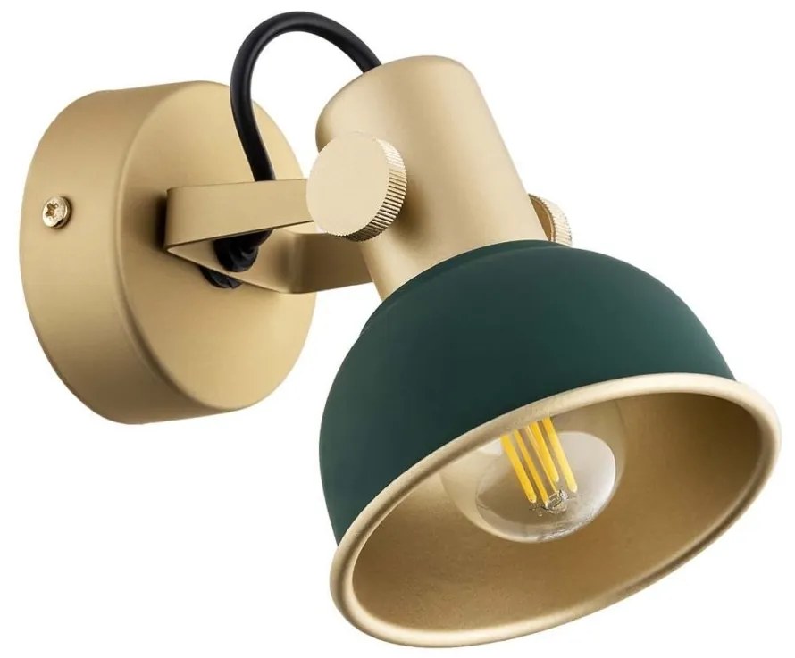 Aplica de perete / tavan cu spot directionabil design modern Lenora auriu, verde
