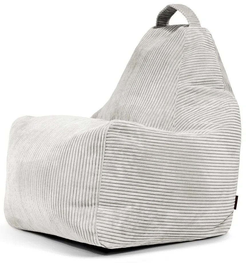 Fotoliu bean bag crem cu tapițerie din catifea reiată Play Amuse – SLOWDOWN