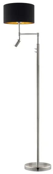 Eglo - Lampă de podea LED TUNJA 1xE27/60W/230V + LED/2,1W Ø 38 cm crom/negru