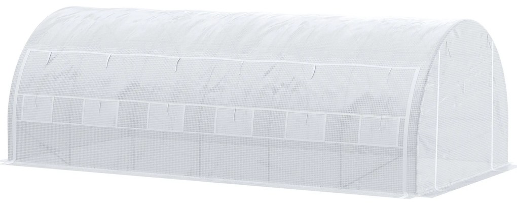 Outsunny Seră de grădină 18 m², cu ușă și pereți laterali, 12 ferestre, structură din oțel PE, Anti-UV, 6L x 3l x 2H m, alb | Aosom Romania