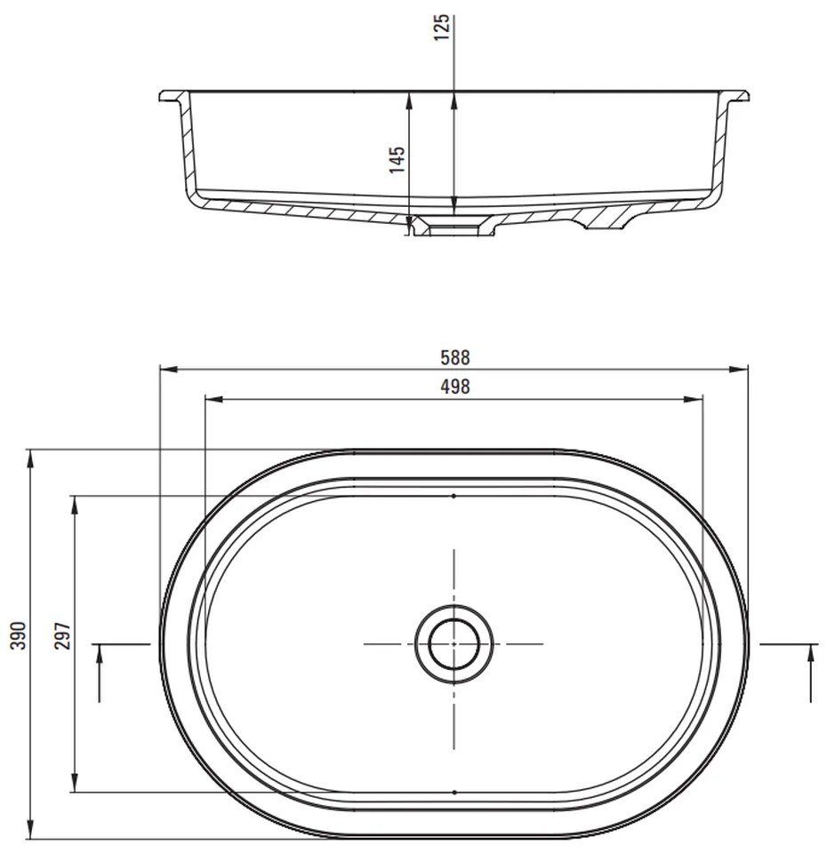 Lavoar incastrat compozit gri Deante Silia, oval, 59 cm Gri mat