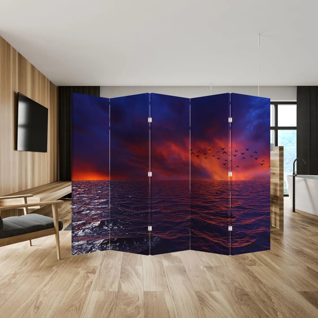 Paravan - Mare și păsări (210x170 cm)