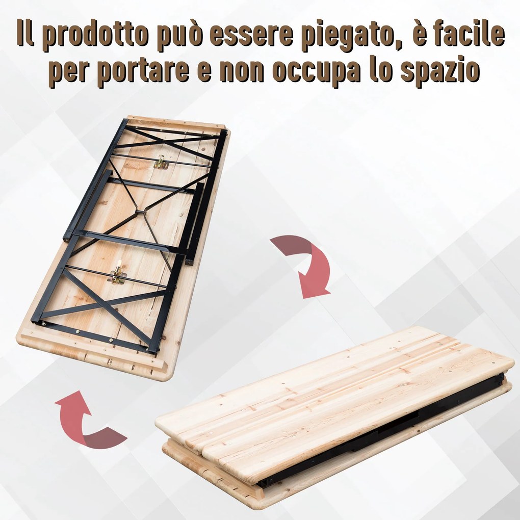 Outsunny Set de Bere 1 Masa 120x50cm 2 Banci 120x25cm din Lemn de Brad