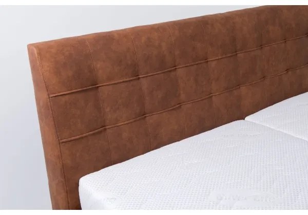 Pat tapițat VIOLET, 180 x 200 cm, maro coniac, cu spațiu de depozitare, fără saltea