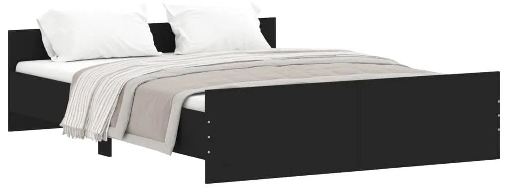 3203762 vidaXL Cadru de pat cu tăblie la cap/picioare, negru, 160x200 cm