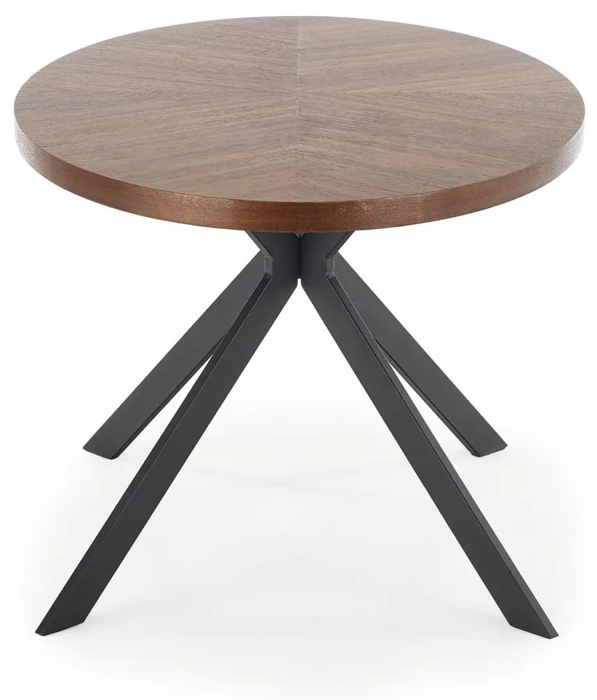Masa de sufragerie ovala neagra LOCARNO cu decor de nuc, 170x90 cm