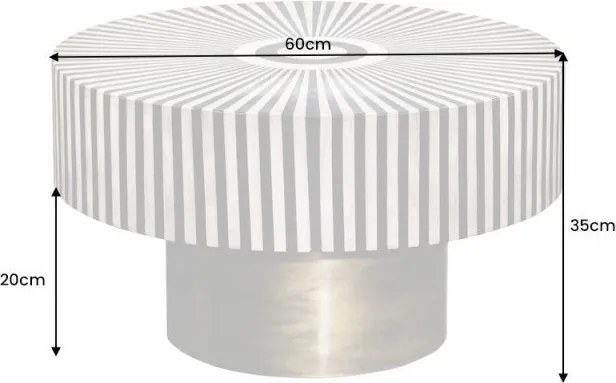 Masuta auxiliara design unicat Bone Inlay 60cm