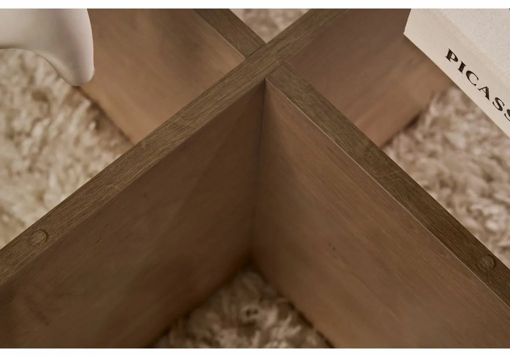 Măsuță de cafea Aeris Sapphire Oak cu sticlăfumurie