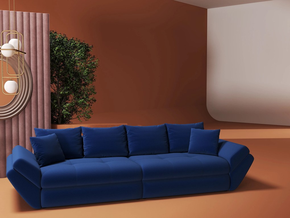 Canapea extensibilă dumonde cu ladă de depozitare si sezut confortabil din spuma high-density, Loana Royal Albastru 300x100 cm