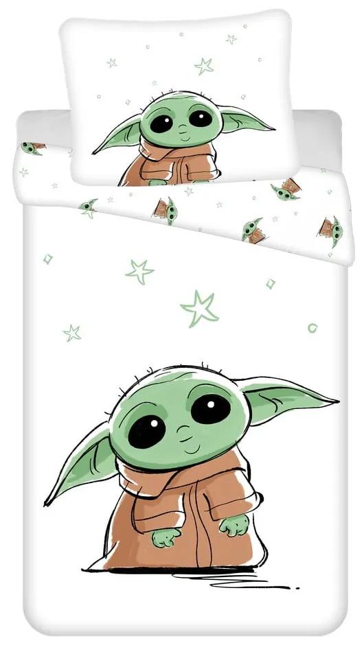 Lenjerie de pat pentru copii din bumbac pentru pat de o persoană 140x200 cm Star Wars Baby Yoda – Jerry Fabrics