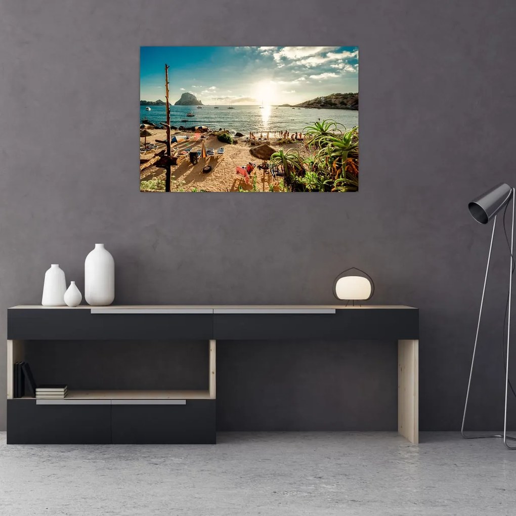 Tablou - Plajă cu oameni (90x60 cm)